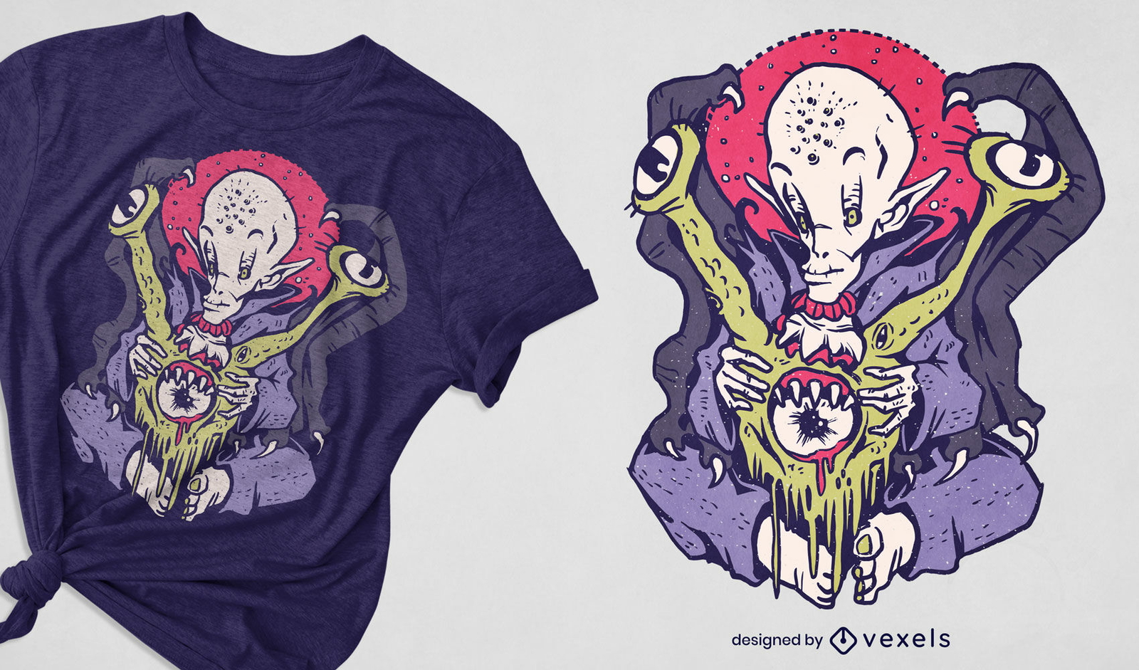 Design de camiseta de monstro alienígena vampiro