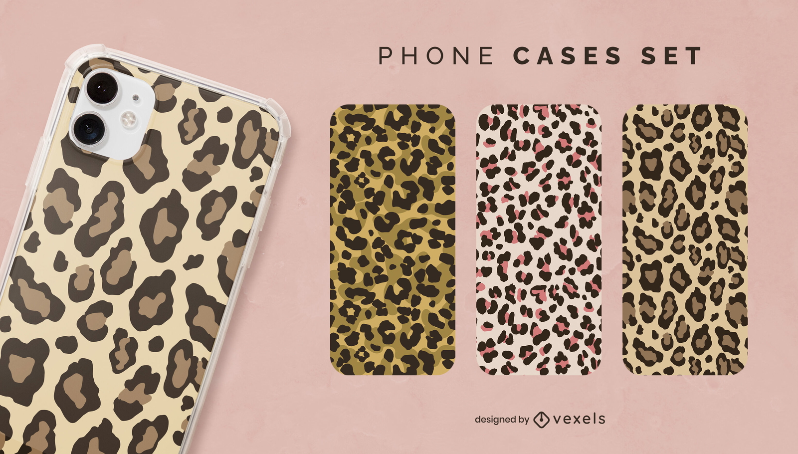 Juego de fundas para móvil con estampado de leopardo de animales salvajes