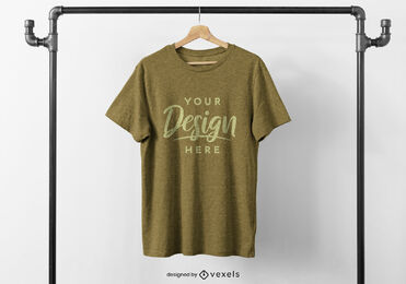 T-shirt on hanging rack mockup