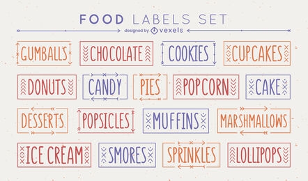 Sweet food delicious desserts label set