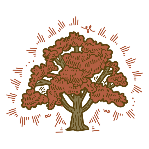 Árbol ornamental dibujado a mano Diseño PNG