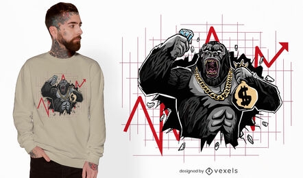Design de camiseta do Gorilla quebrando o mercado