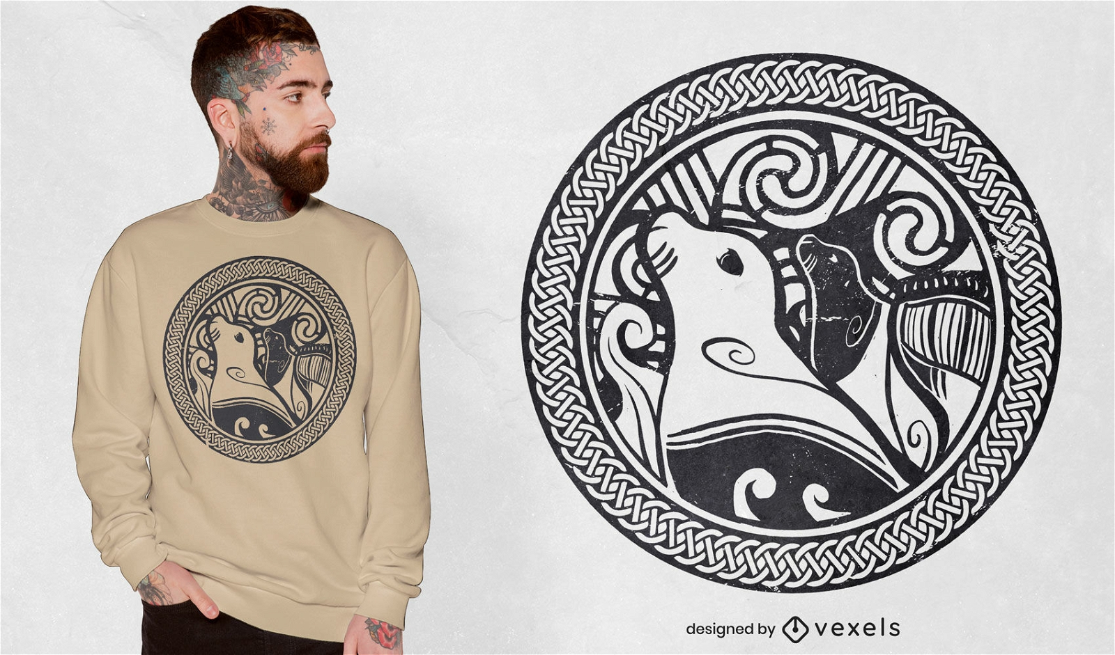 T-Shirt-Design mit keltischem Knoten des Siegels