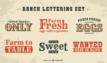 Farm Food Ranch Abzeichen Schriftzug Set