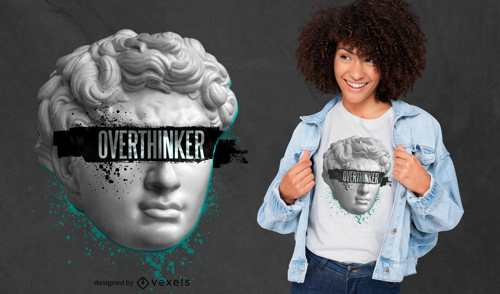 T-shirt PSD estátua Overthinker