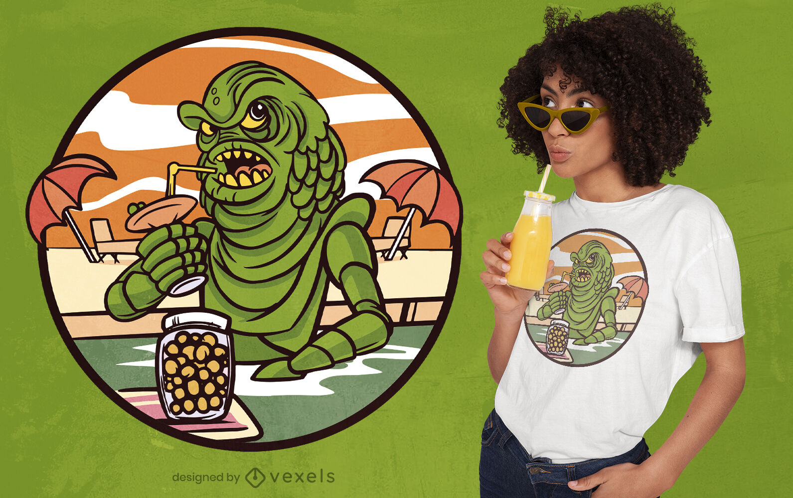 Design de camiseta de verão monstro do Loch Ness