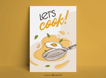 Cooking fried egg food poster design