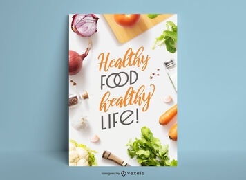 Diseño de carteles de cocina de ingredientes de alimentos saludables