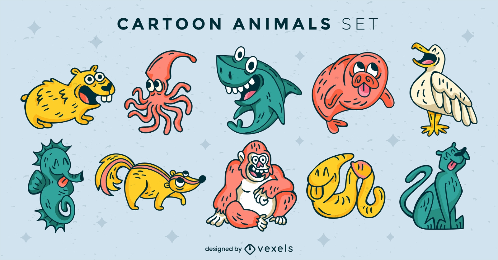 Animal cartoons funny set