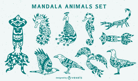 Animais em estilo mandala