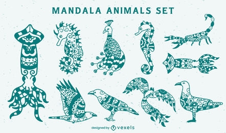 Animals set in mandala style