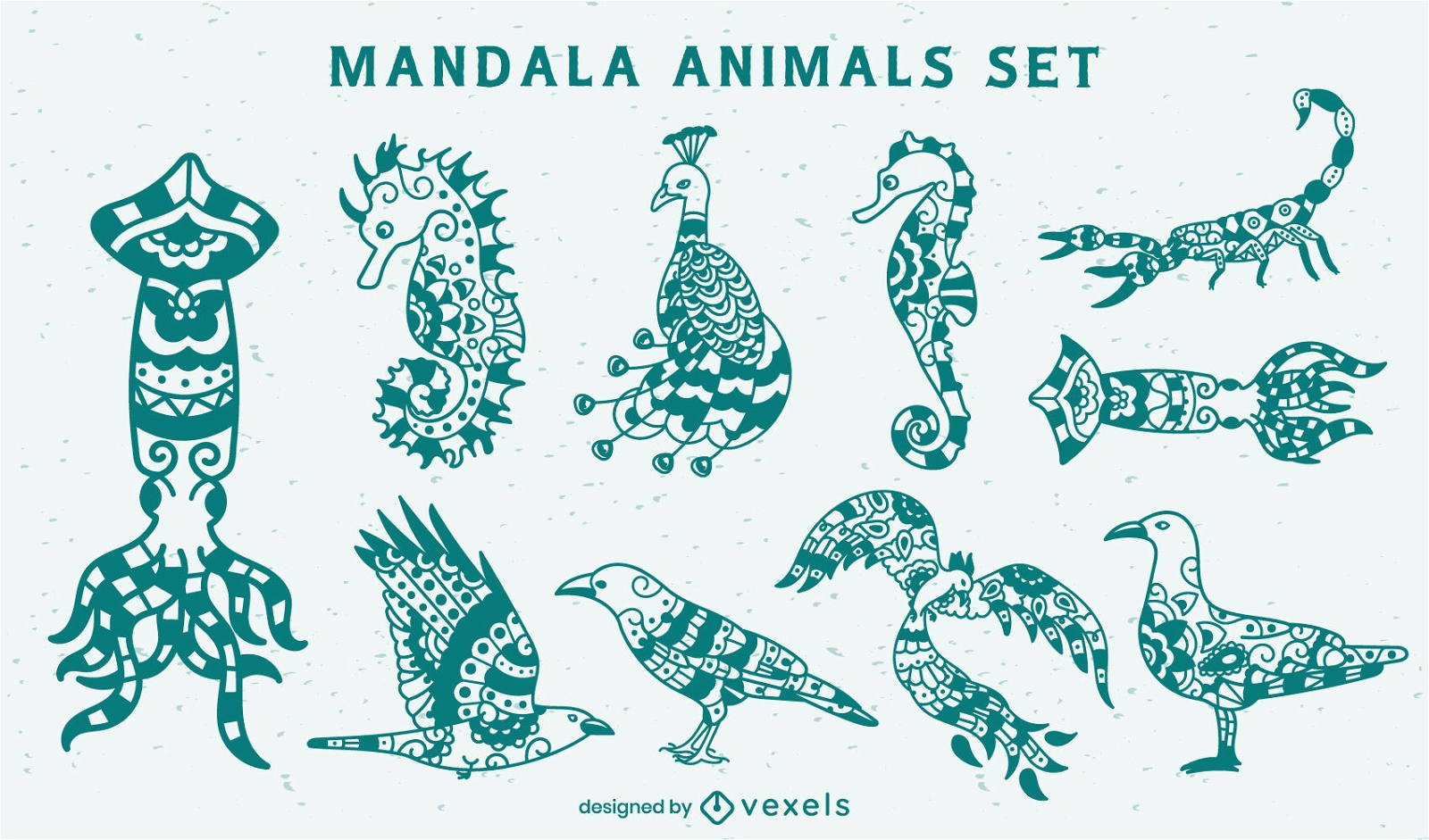 Tiere im Mandala-Stil