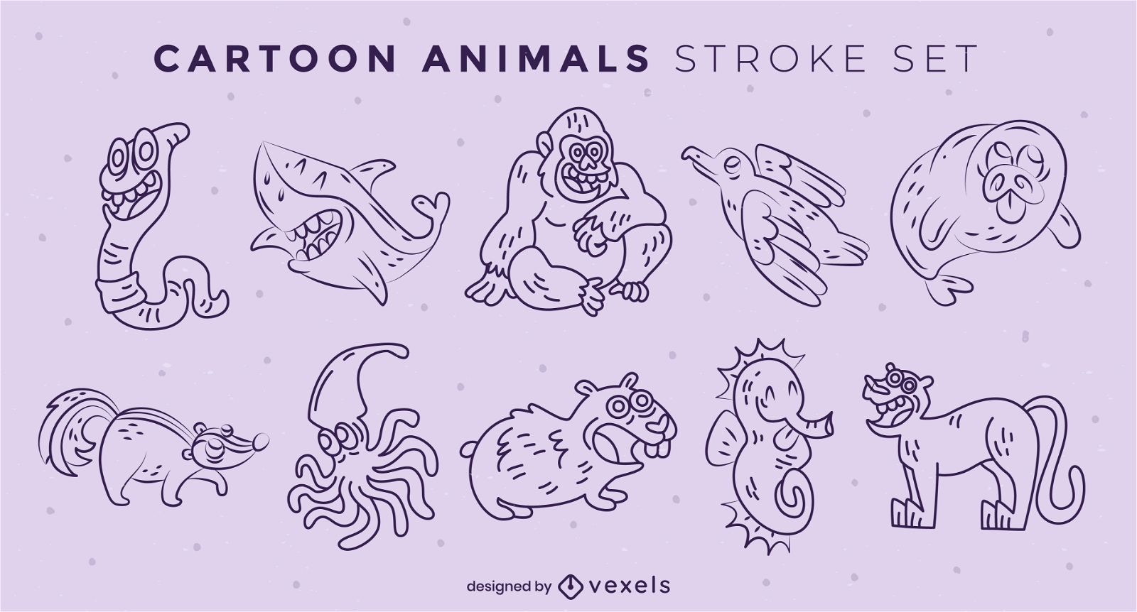 Conjunto de desenhos animados de animais