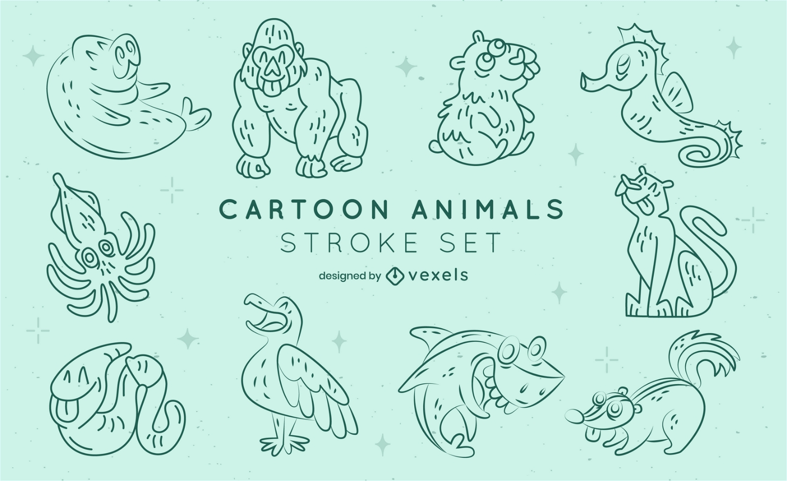 Animais com elementos de desenho animado