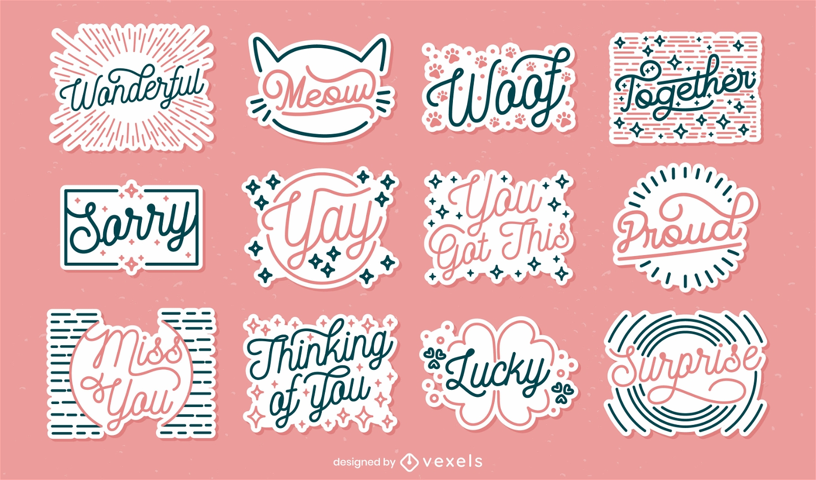 Quotes and expressions lettering badges