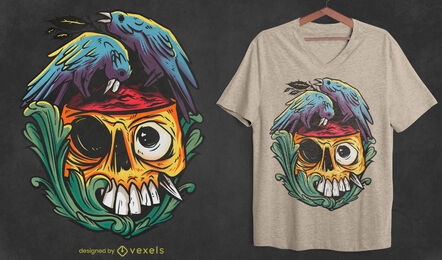 Crow birds eating zombie t-shirt design
