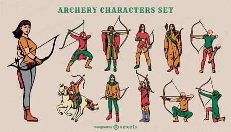 Conjunto de personajes de tiro con arco.