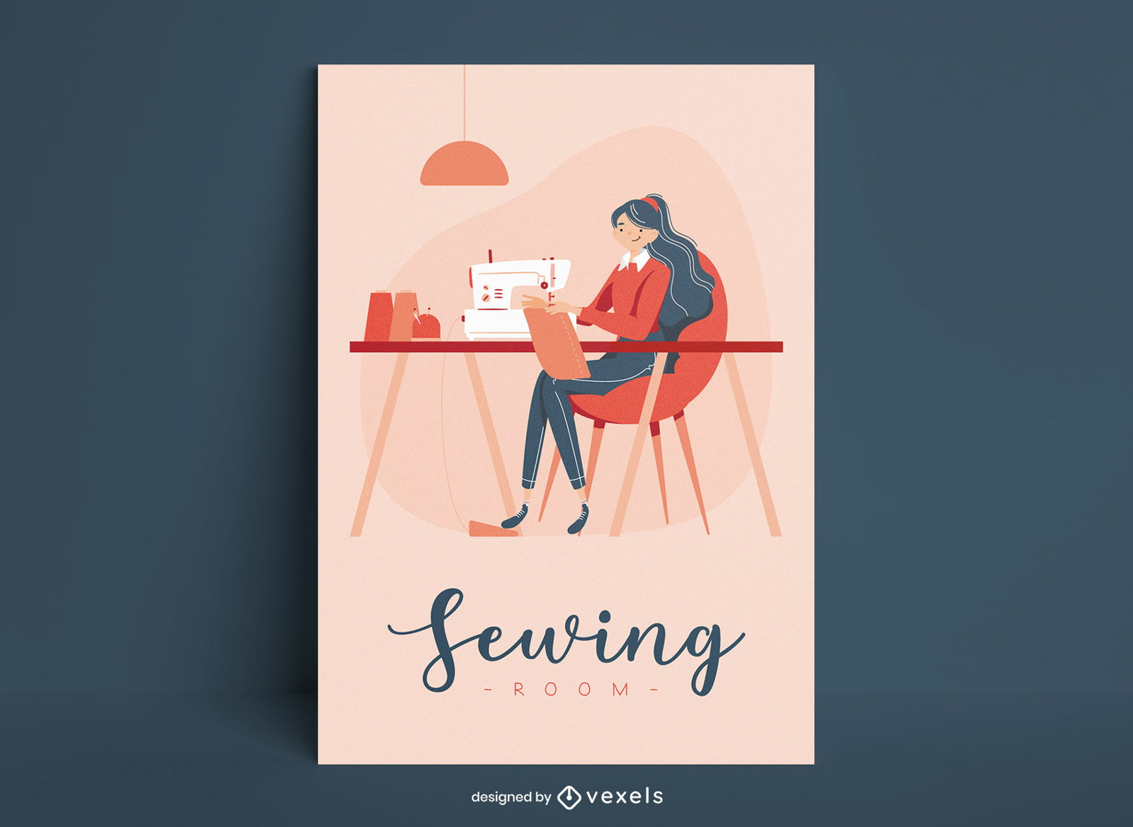 Seamstress and sewing machine poster