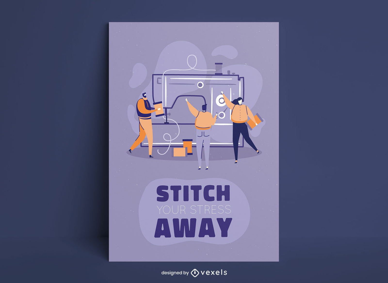 Sewing machine workers poster design