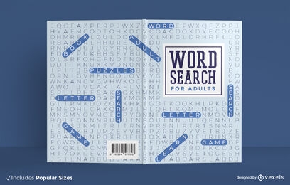 Diseño de portada de libro para adultos de búsqueda de palabras
