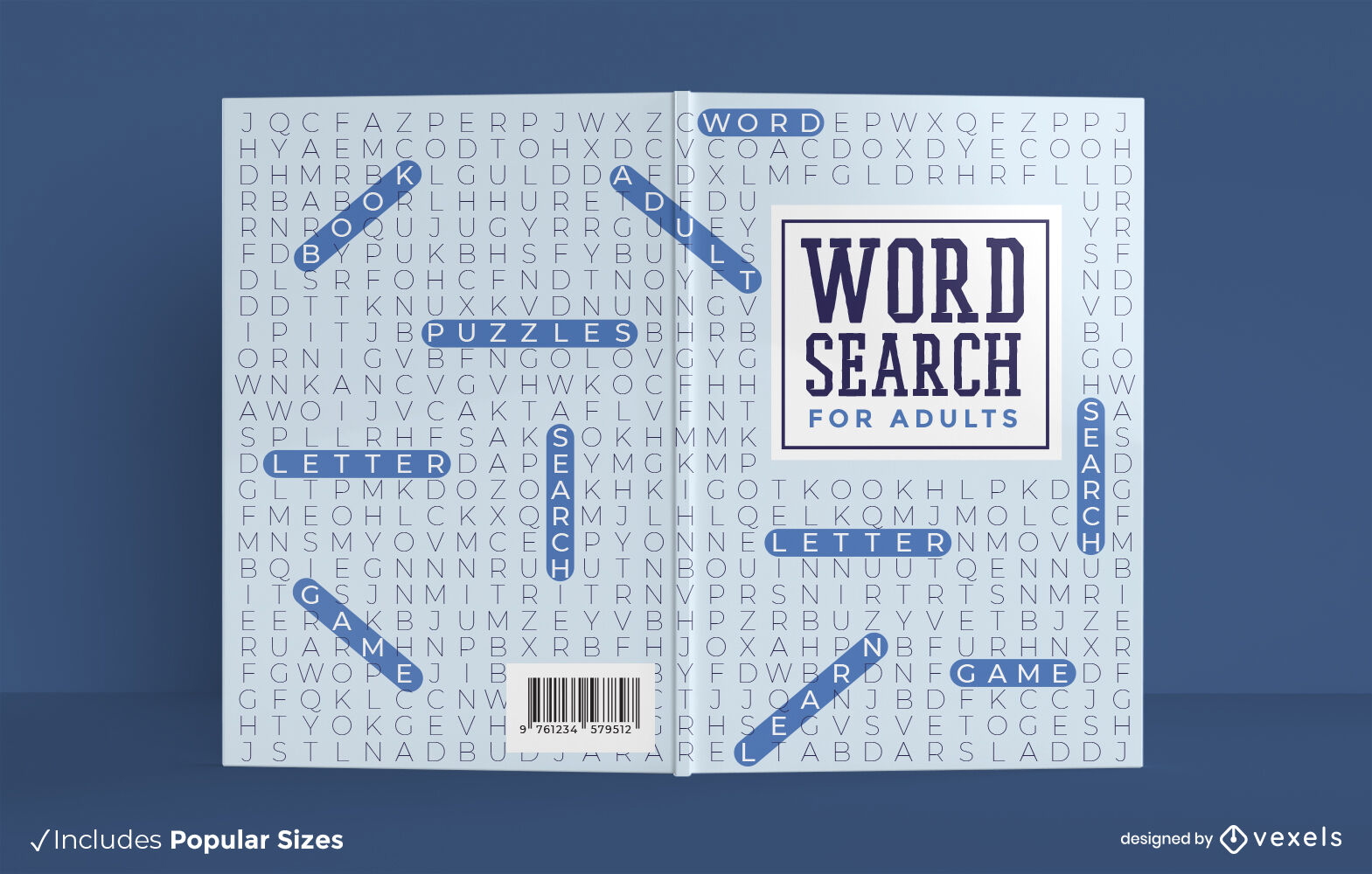 Design de capa de livro de adultos para pesquisa de palavras