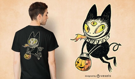 Demon cat illustration psd t-shirt