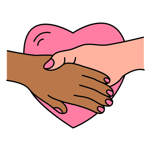 Holding hands and pink heart PNG Design