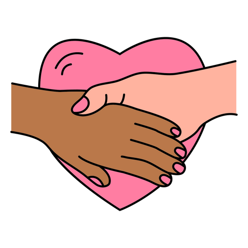 tomados de la mano y corazón rosa Diseño PNG