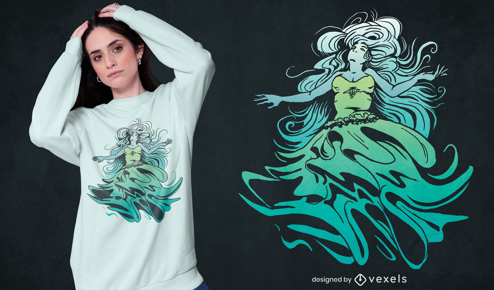 Diseño de camiseta de monstruo de halloween de novia fantasma