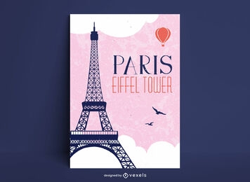 Diseño de cartel de viaje de francia torre eiffel