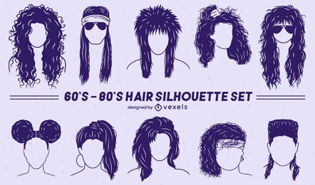 Retro set of hairstyles cut out