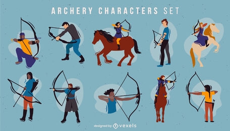 Archery characters flat set