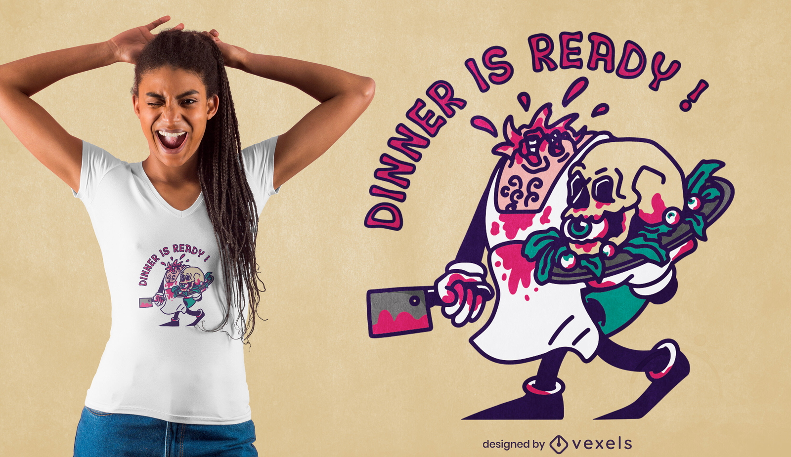 Diseño de camiseta zombie cook halloween