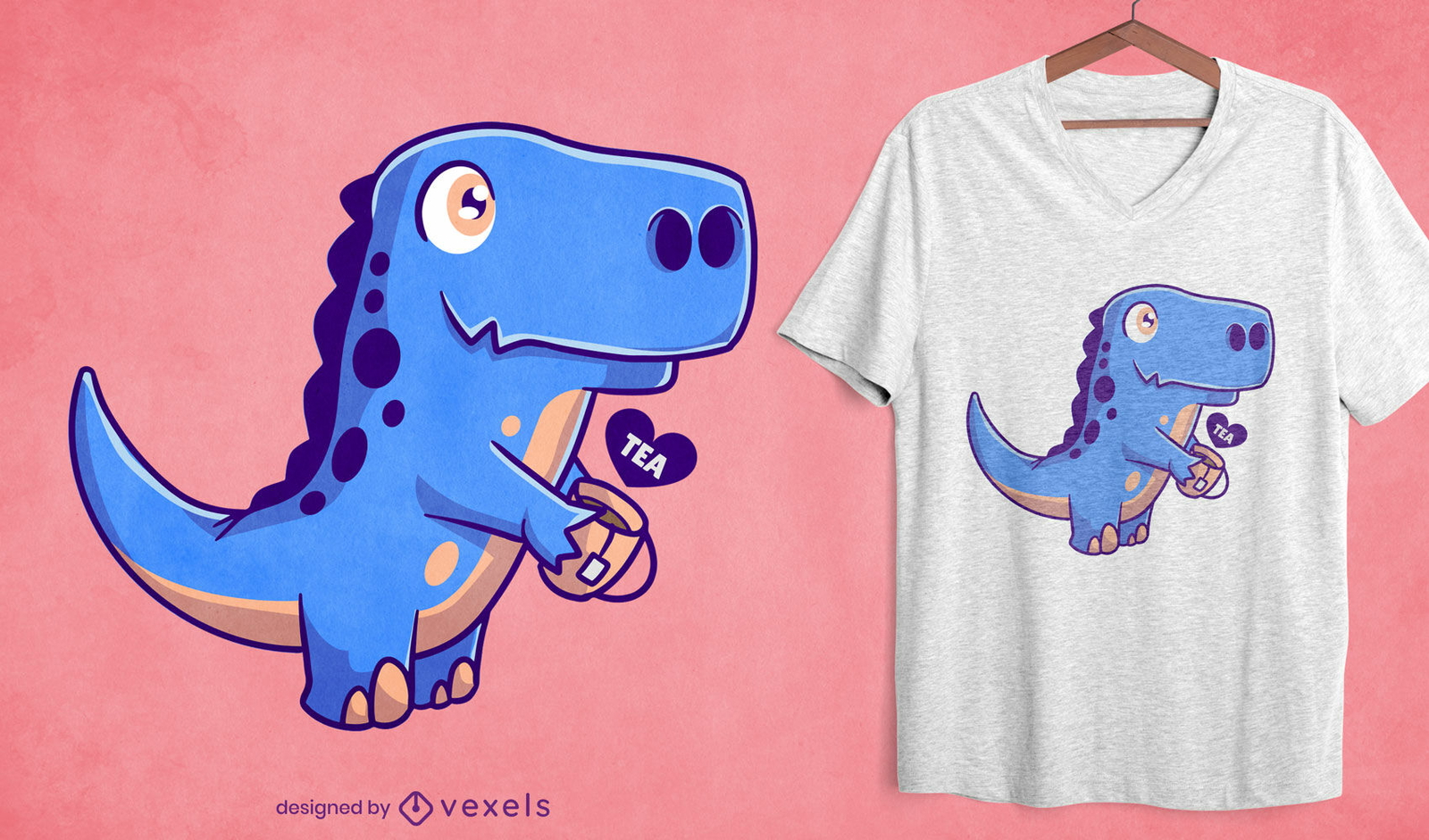 Dinossauro com design de camiseta de chá