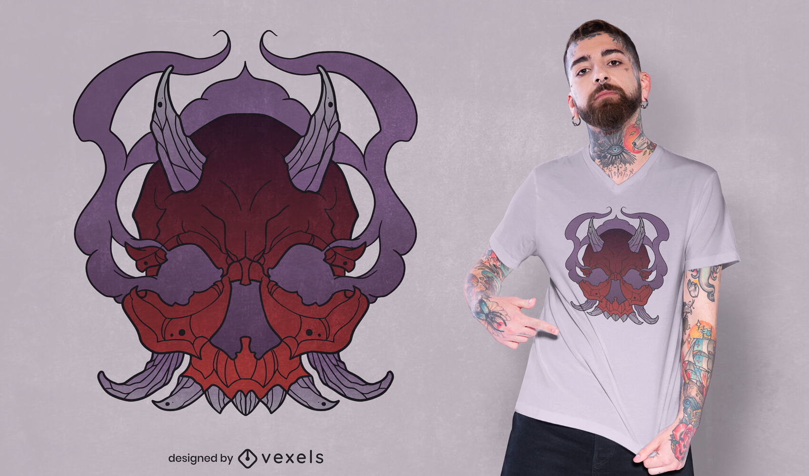 Design de t-shirt do Dia das Bruxas com o demonio do crânio