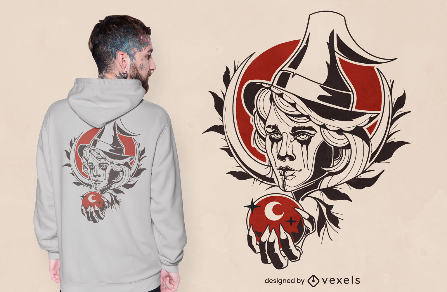 Diseño de camiseta de bruja de la temporada de halloween.