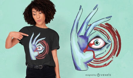 Diseño de camiseta de halloween ojo en mano