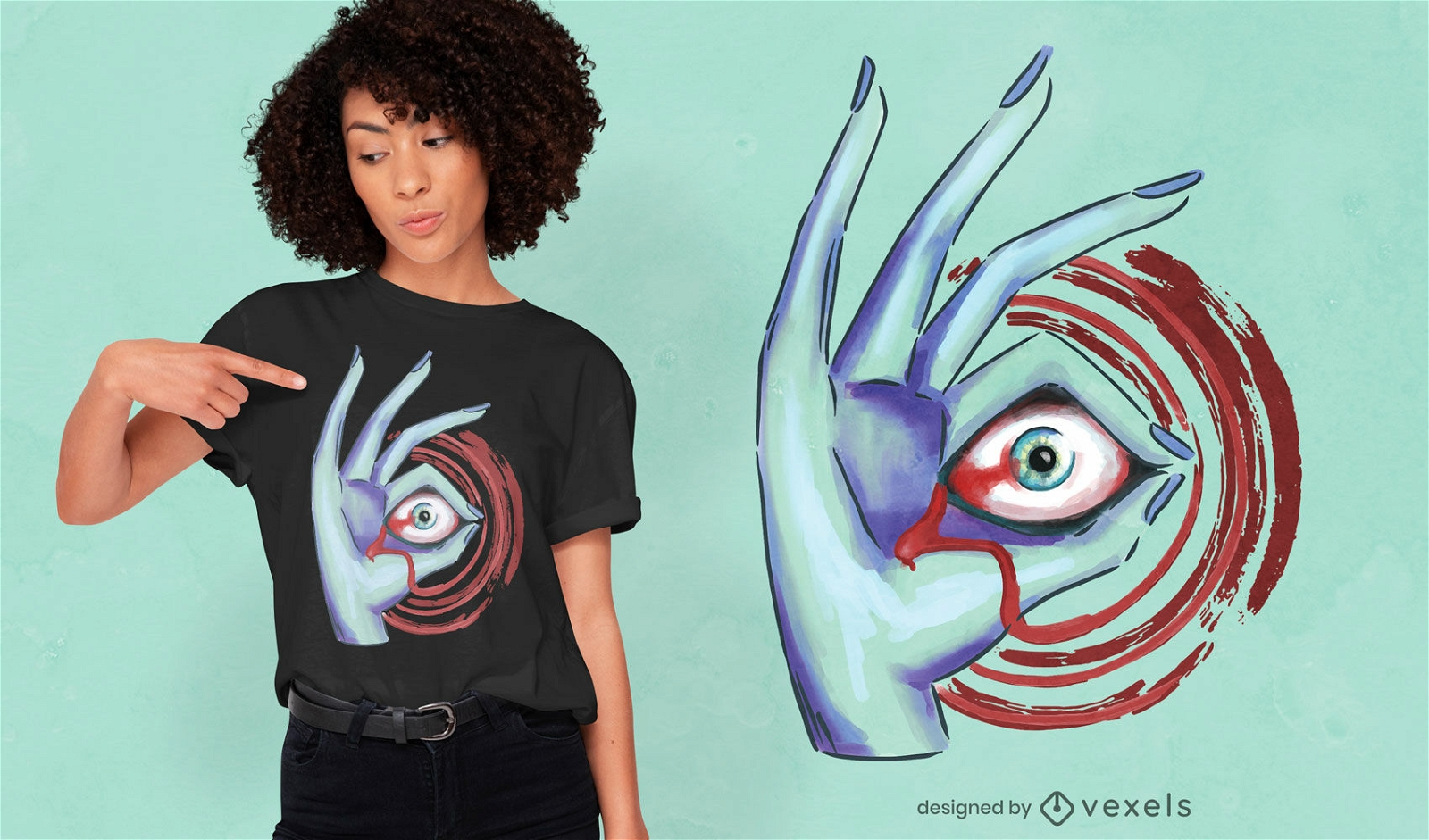 Auge in Hand Halloween-T-Shirt-Design