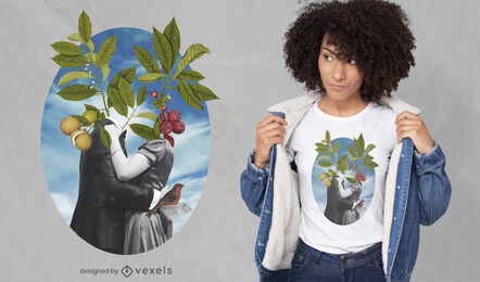 Couple in love plants nature t-shirt psd