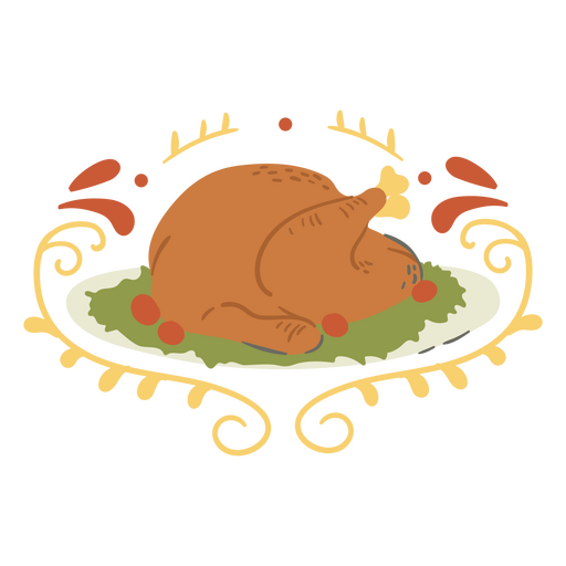 Roasted chicken with salad PNG Design