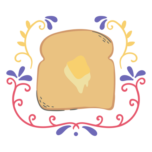 Diseño ornamental de tostadas y mantequilla.
