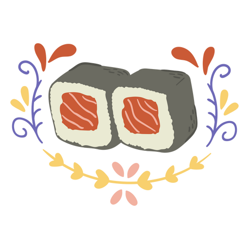 Diseño ornamental de sushi. Diseño PNG