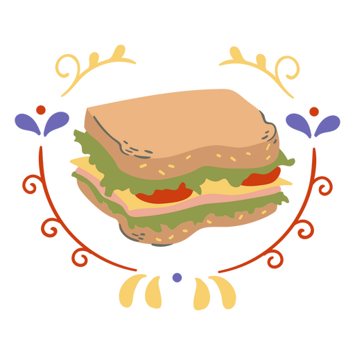 Square sandwich food PNG Design