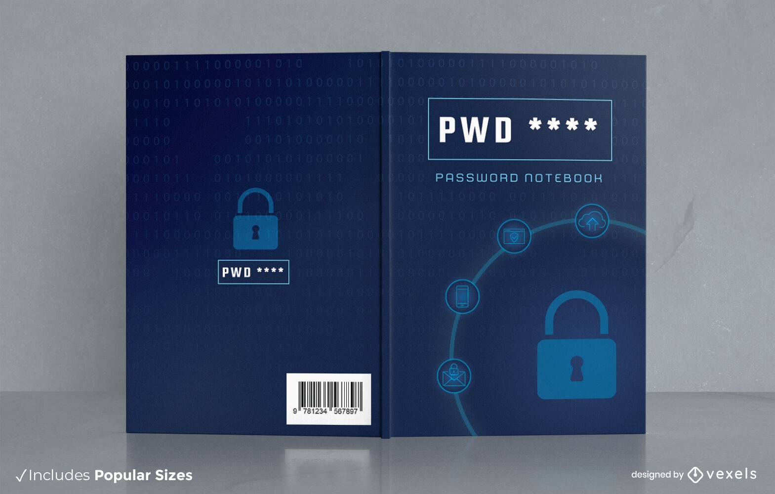 Diseño de portada de libro de cuaderno de ciberseguridad