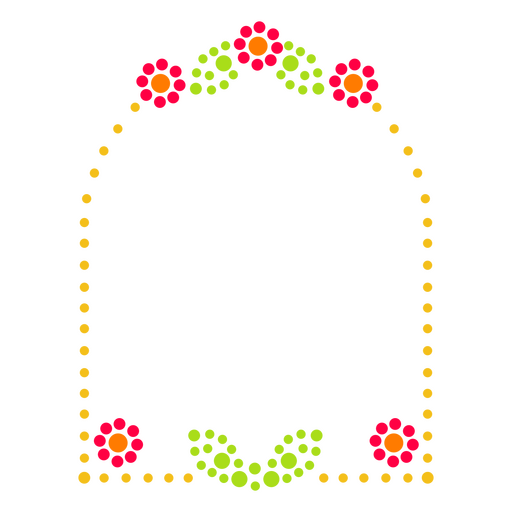 Etiqueta de puntos de ventana de flores y hojas Diseño PNG