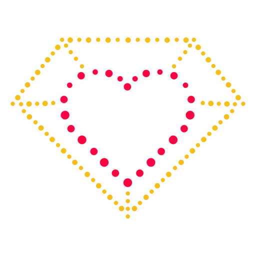 Etiqueta de puntos de corazón y diamantes Diseño PNG