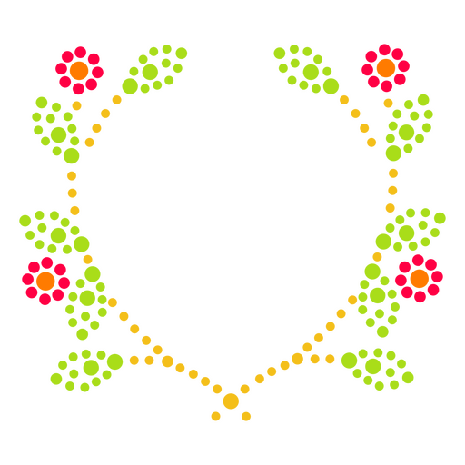 Flores e videiras de folhas rotulam pontos Desenho PNG