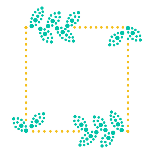 Forma quadrada e pontos de etiqueta de folhas