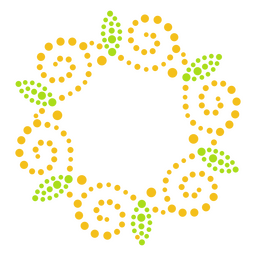 Forma de puntos Swirly con etiqueta de hojas