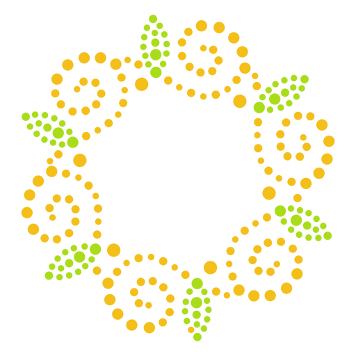 Forma de puntos Swirly con etiqueta de hojas Diseño PNG